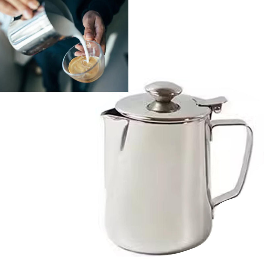 Milk Frothing Pitcher Thickened Stainless Steel Pointed Spout Milk Frothing Pitcher Jug for Coffee Milky Tea Latte 600ml