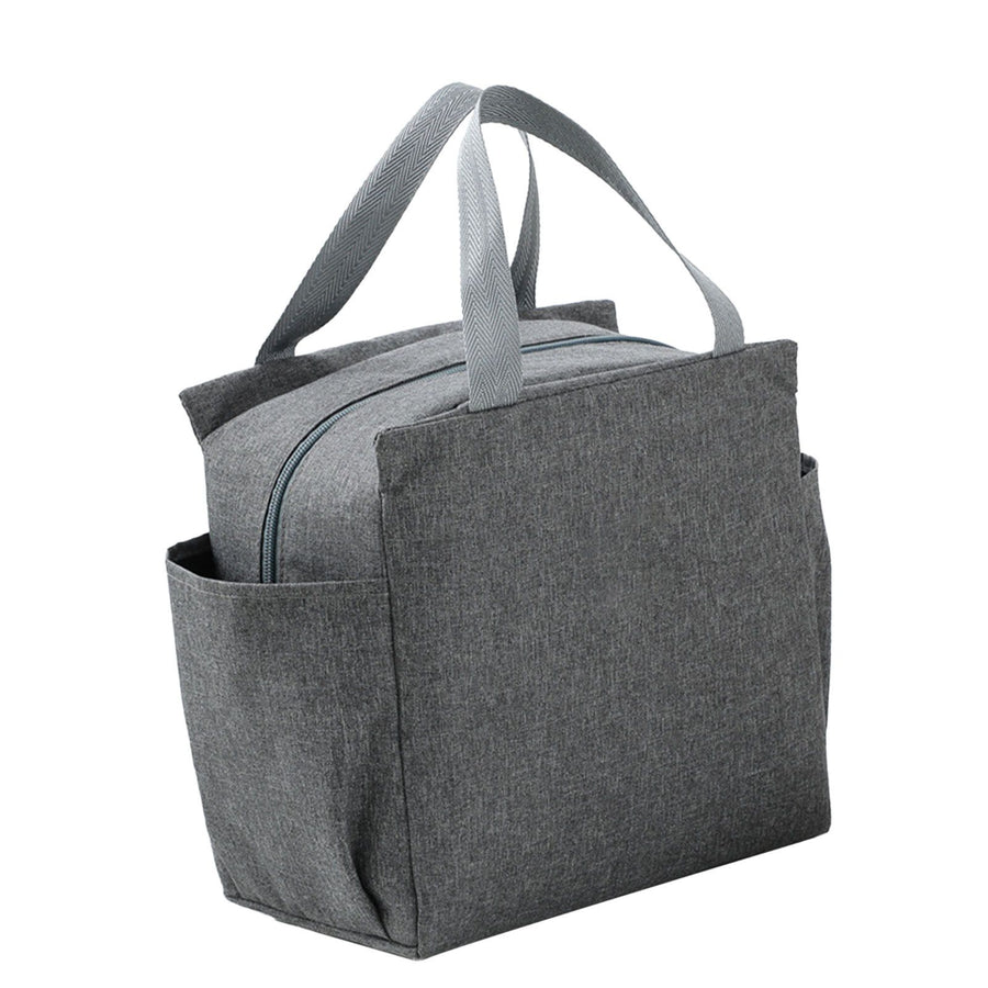 Insulated Lunch Bag Stylish Simple Large Capacity Thickened Aluminum Foil Lunchbox Handbag for Work School Travel Grey