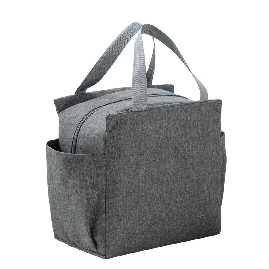 Insulated Lunch Bag Stylish Simple Large Capacity Thickened Aluminum Foil Lunchbox Handbag for Work School Travel Grey