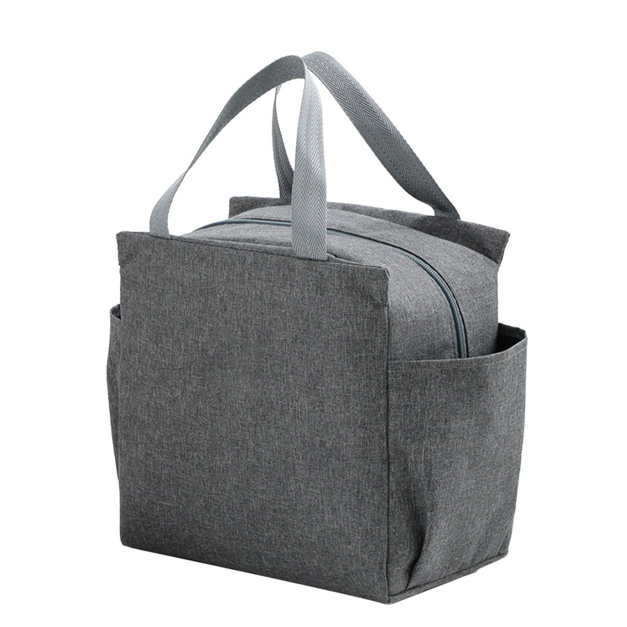 Insulated Lunch Bag Stylish Simple Large Capacity Thickened Aluminum Foil Lunchbox Handbag for Work School Travel Grey