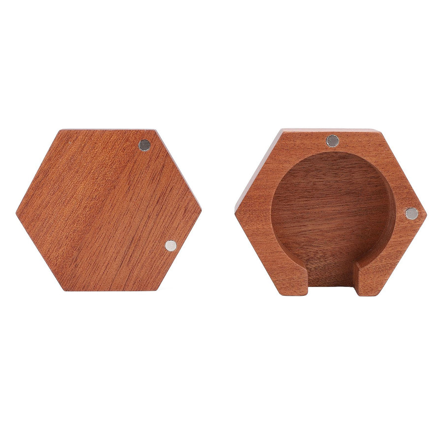 Round Coffee Paper Filter Holder Polished Surface Solid Wood Coffee Filter Paper Storage Box with Magnetic Suction Lid