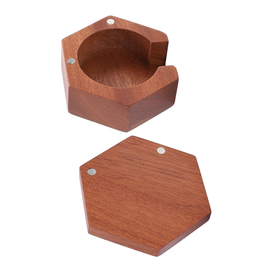 Round Coffee Paper Filter Holder Polished Surface Solid Wood Coffee Filter Paper Storage Box with Magnetic Suction Lid