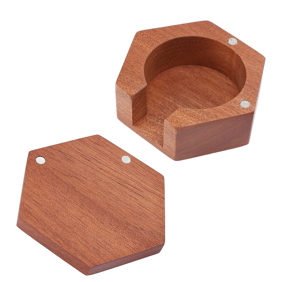 Round Coffee Paper Filter Holder Polished Surface Solid Wood Coffee Filter Paper Storage Box with Magnetic Suction Lid