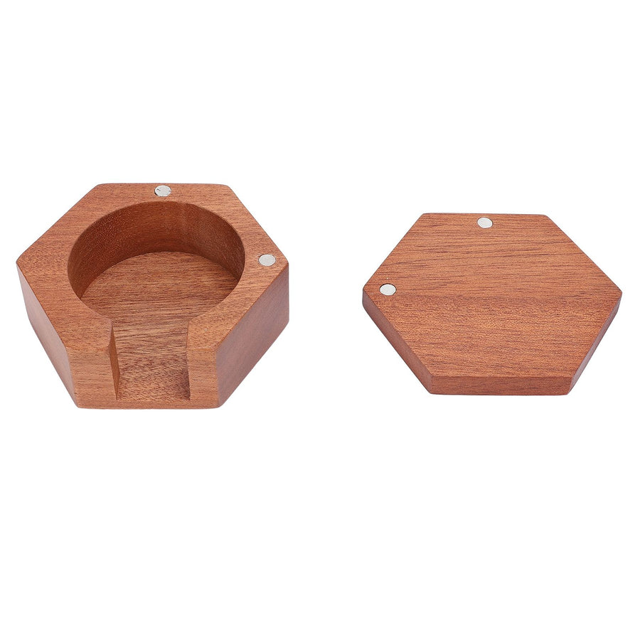 Round Coffee Paper Filter Holder Polished Surface Solid Wood Coffee Filter Paper Storage Box with Magnetic Suction Lid