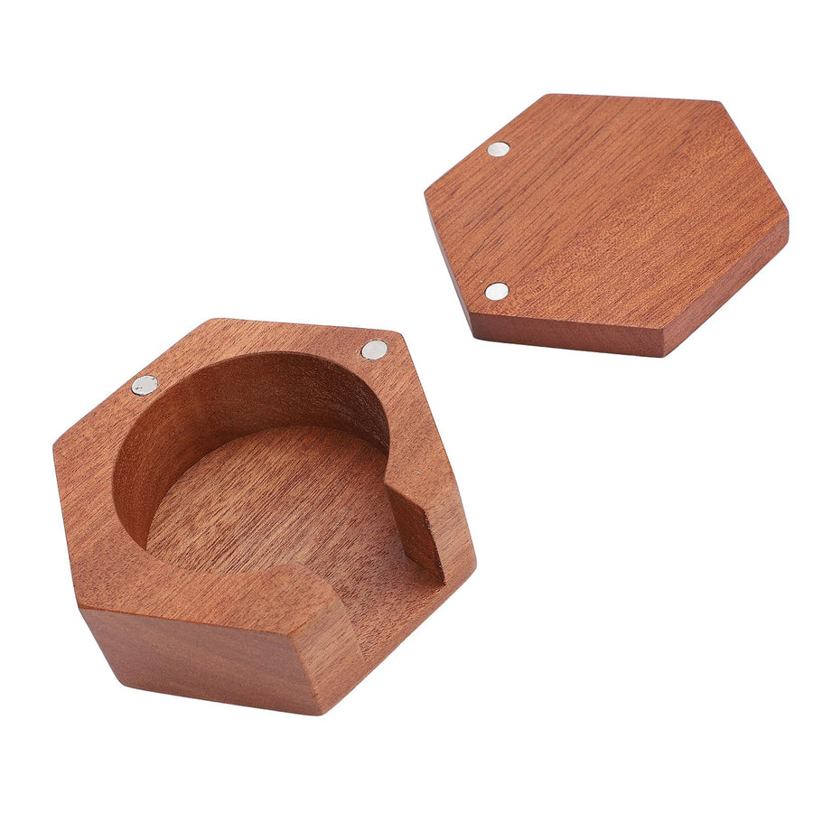 Round Coffee Paper Filter Holder Polished Surface Solid Wood Coffee Filter Paper Storage Box with Magnetic Suction Lid