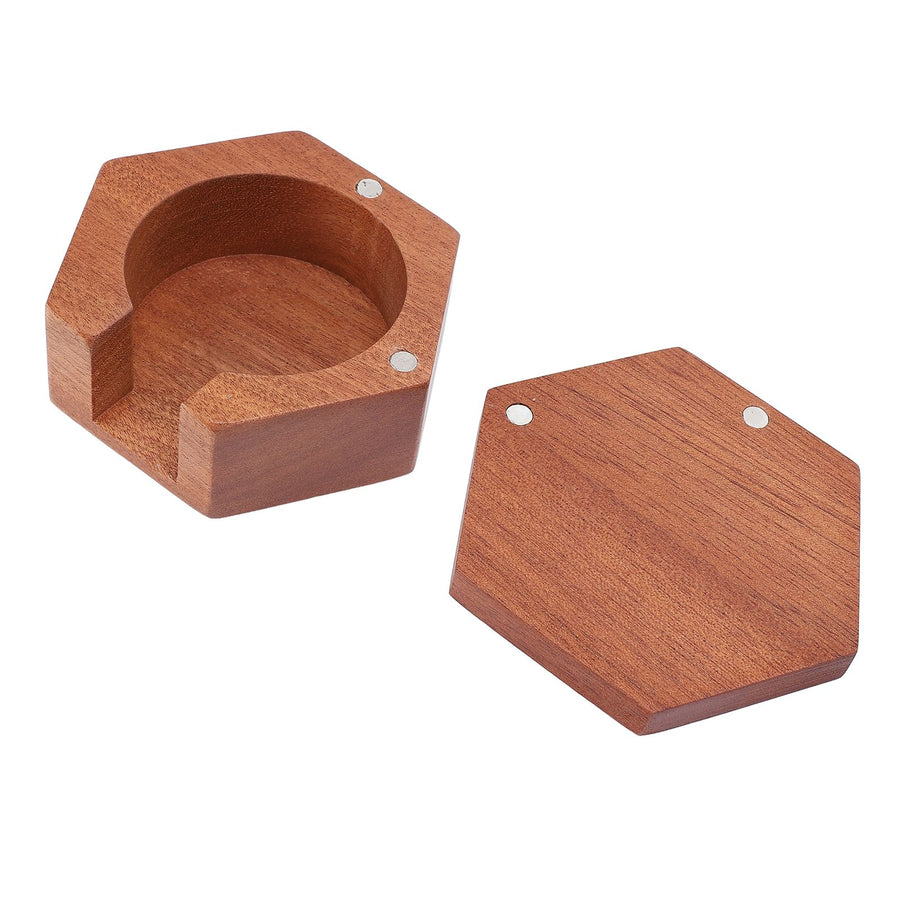 Round Coffee Paper Filter Holder Polished Surface Solid Wood Coffee Filter Paper Storage Box with Magnetic Suction Lid