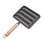 Sausage Grilling Pan Professional Efficient Prevents Stick Spill Proof Thickened Cast Iron Sausage Pan Hot Dog Grill Pan for Home Kitchen Outdoor