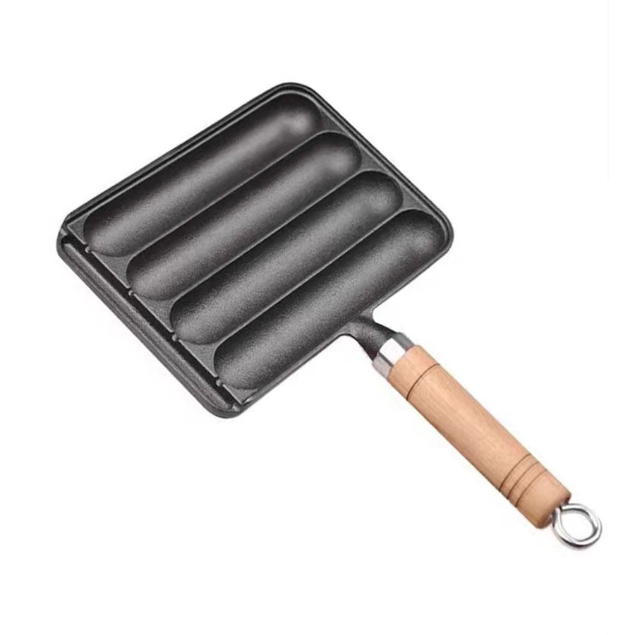Sausage Grilling Pan Professional Efficient Prevents Stick Spill Proof Thickened Cast Iron Sausage Pan Hot Dog Grill Pan for Home Kitchen Outdoor