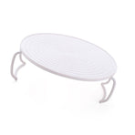 Microwave Plate Tray Multifunctional White Round Food Steaming Rack with Handle For Kitchen