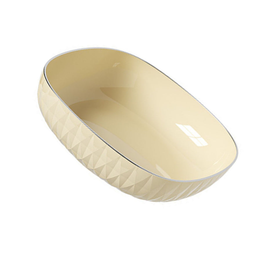 Plastic Large Capacity Fruit Plate Household Simple Round Snack Candy Fruit Plate for Living Room Coffee Table Diamond Stripe Pattern