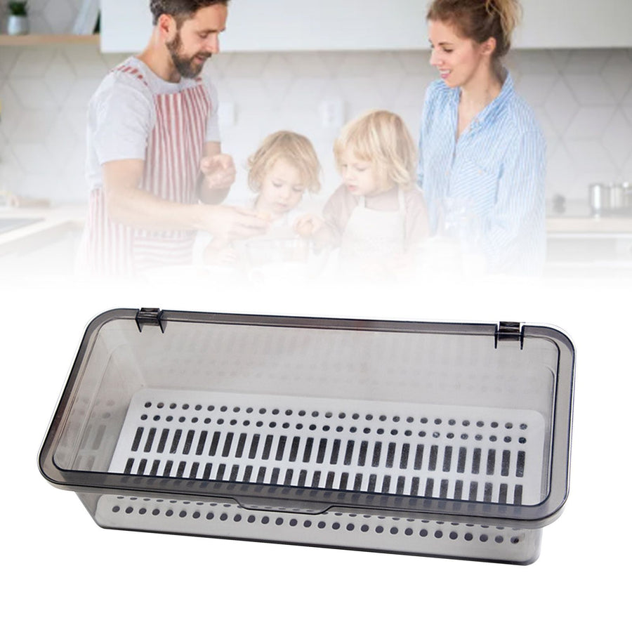 Chopstick Box Dustproof Lid Water Draining Plastic Kitchen Cutlery Storage Container for Home