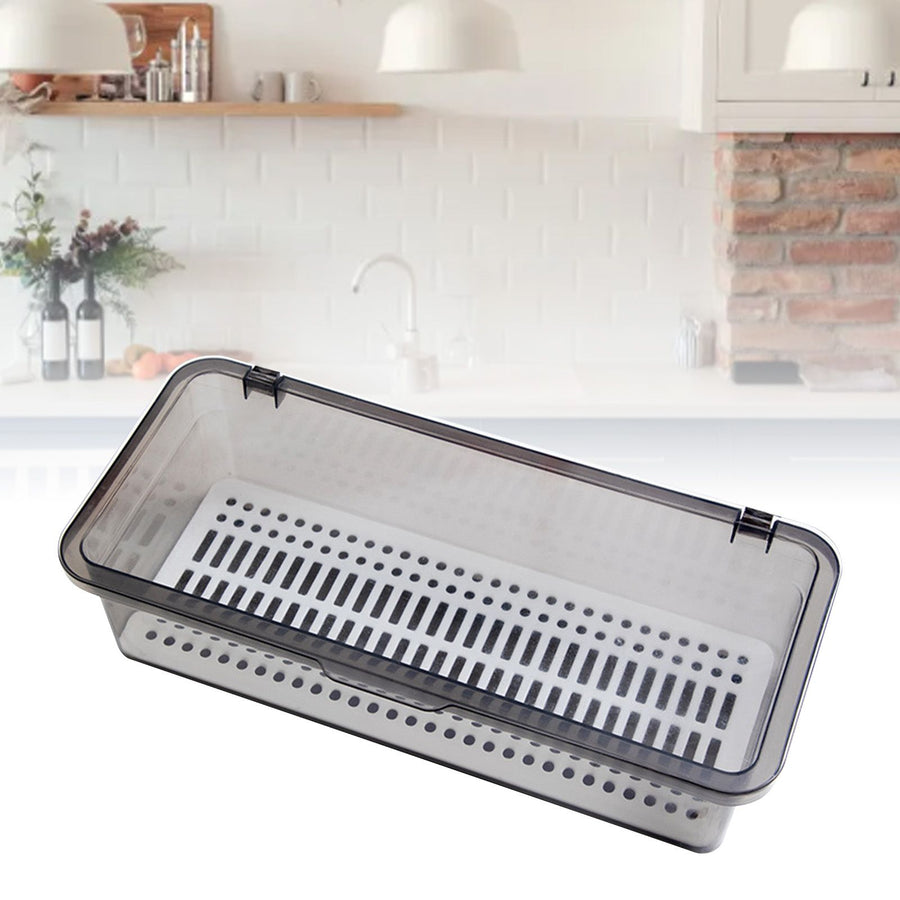 Chopstick Box Dustproof Lid Water Draining Plastic Kitchen Cutlery Storage Container for Home