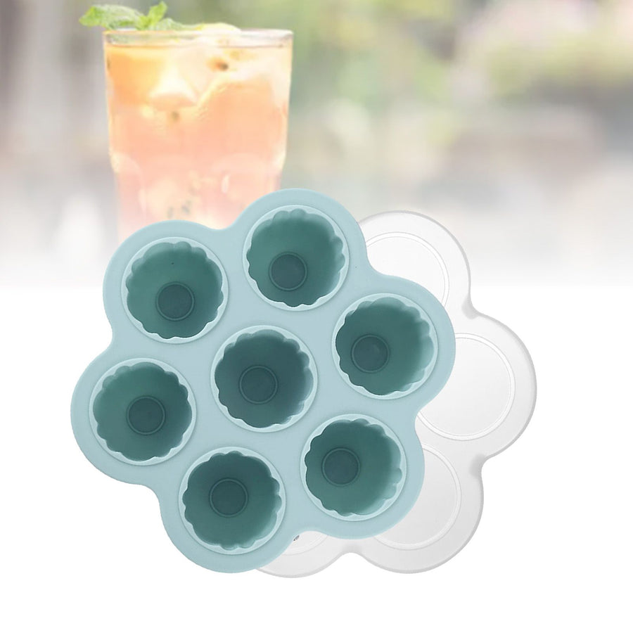 Jelly Mould Easy Release Food Grade Silicone 7 Holes Grapefruit Shaped Ice Cube Mould with Lid for Home Kitchen
