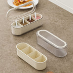 4 Grids Kitchen Seasoning Box with Lid Household Spice Box Sealed Sugar Salt Container with Spoon