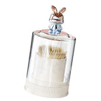 Toothpick Holder with Cute Rabbit Transparent Lid Large Capacity Round Toothpick Box for Kitchen Restaurant