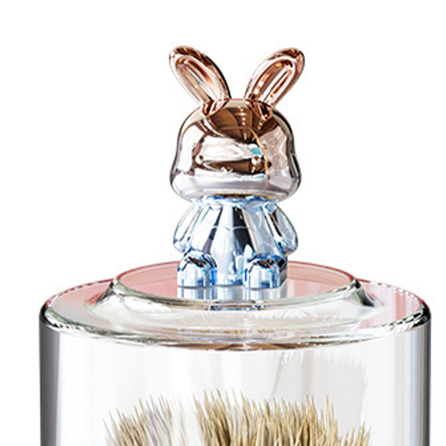 Toothpick Holder with Cute Rabbit Transparent Lid Large Capacity Round Toothpick Box for Kitchen Restaurant
