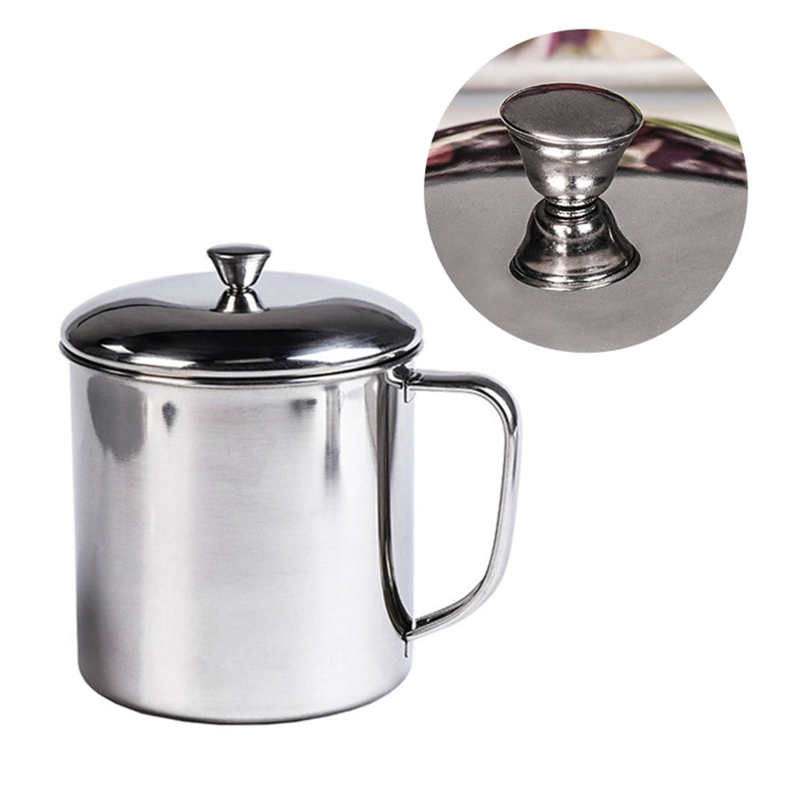 Portable Water Cup 350ml 304 Stainless Steel Rust Proof Tea Mug with Lid and Handle for Milk Juice Drink