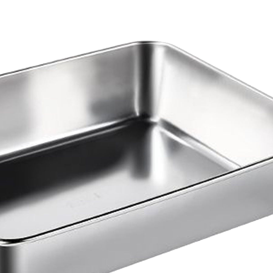 304 Stainless Steel Tray Dish Plate Rectangle Food Storage Container for Fruit Vegetables Dishwasher Safe 2200ml 25x19.5x5cm / 9.8x7.7x2.0in