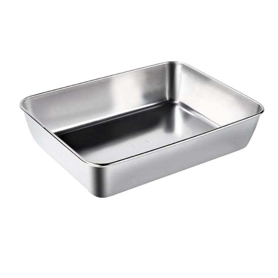 304 Stainless Steel Tray Dish Plate Rectangle Food Storage Container for Fruit Vegetables Dishwasher Safe 2200ml 25x19.5x5cm / 9.8x7.7x2.0in