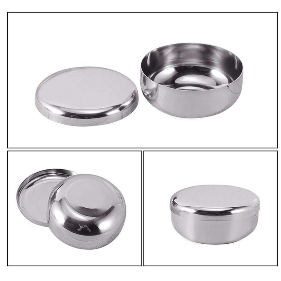 Stainless Steel Rice Bowl with Lids Multiple Purpose Single Layer Mixing Bowl for Home Kitchen Large 11.9x4.7cm