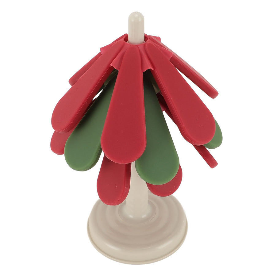 Tree Shape Foldable Insulation Mat Silicone Anti Scald Mat Heat Resistant Coasters Pads for Teapot Pans Bowl Round Base