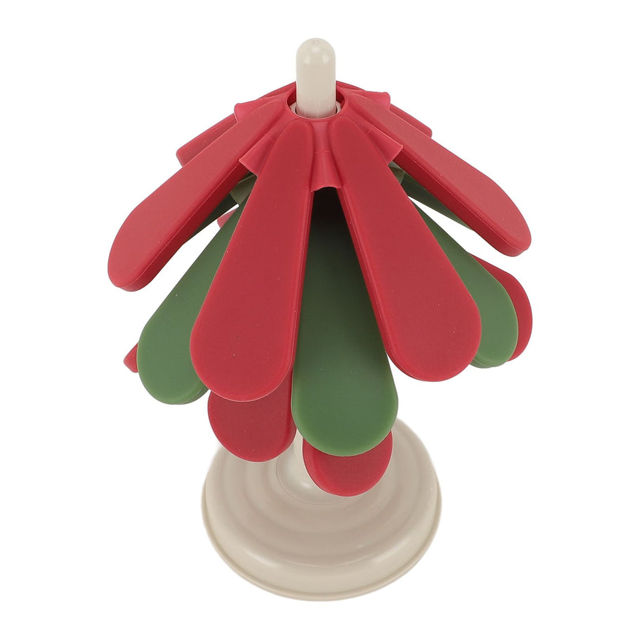 Tree Shape Foldable Insulation Mat Silicone Anti Scald Mat Heat Resistant Coasters Pads for Teapot Pans Bowl Round Base