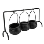 Witch Cauldron Set 3 Candy Serving Bowls Plastic Witch Cauldron On Rack Party Decoration