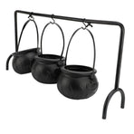 Witch Cauldron Set 3 Candy Serving Bowls Plastic Witch Cauldron On Rack Party Decoration