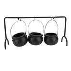 Witch Cauldron Set 3 Candy Serving Bowls Plastic Witch Cauldron On Rack Party Decoration