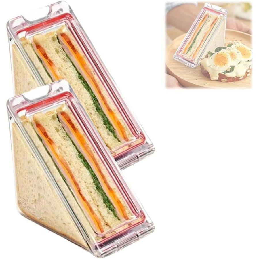 2PCS Triangle Sandwich Container Transparent Washable Multifunctional Sandwich Storage Case