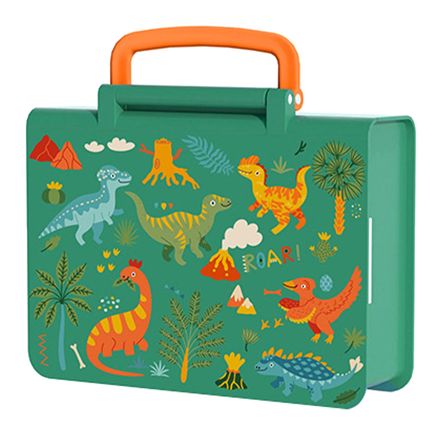 Kids Lunch Box 3 Compartments Large Capacity Cute Insulated Lunch Container for School Office Travel Green
