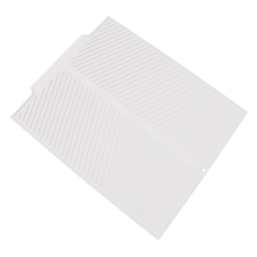 Silicone Dish Drying Mat 485x405mm Heat Resistant Non Slip Kitchen Counter Drain Pad for Home White