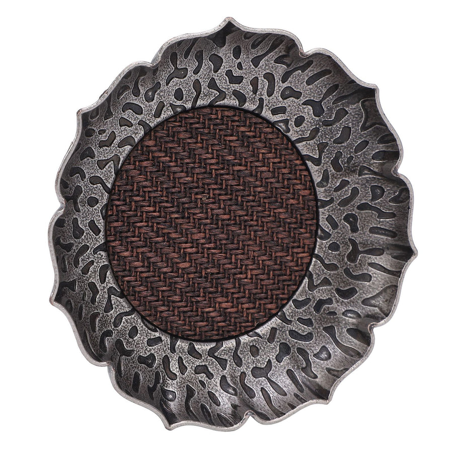 6pcs Coaster Zinc Alloy Hammered Vintage Heat Resistant Cup Mat for Family Gatherings Tea Ceremony Events
