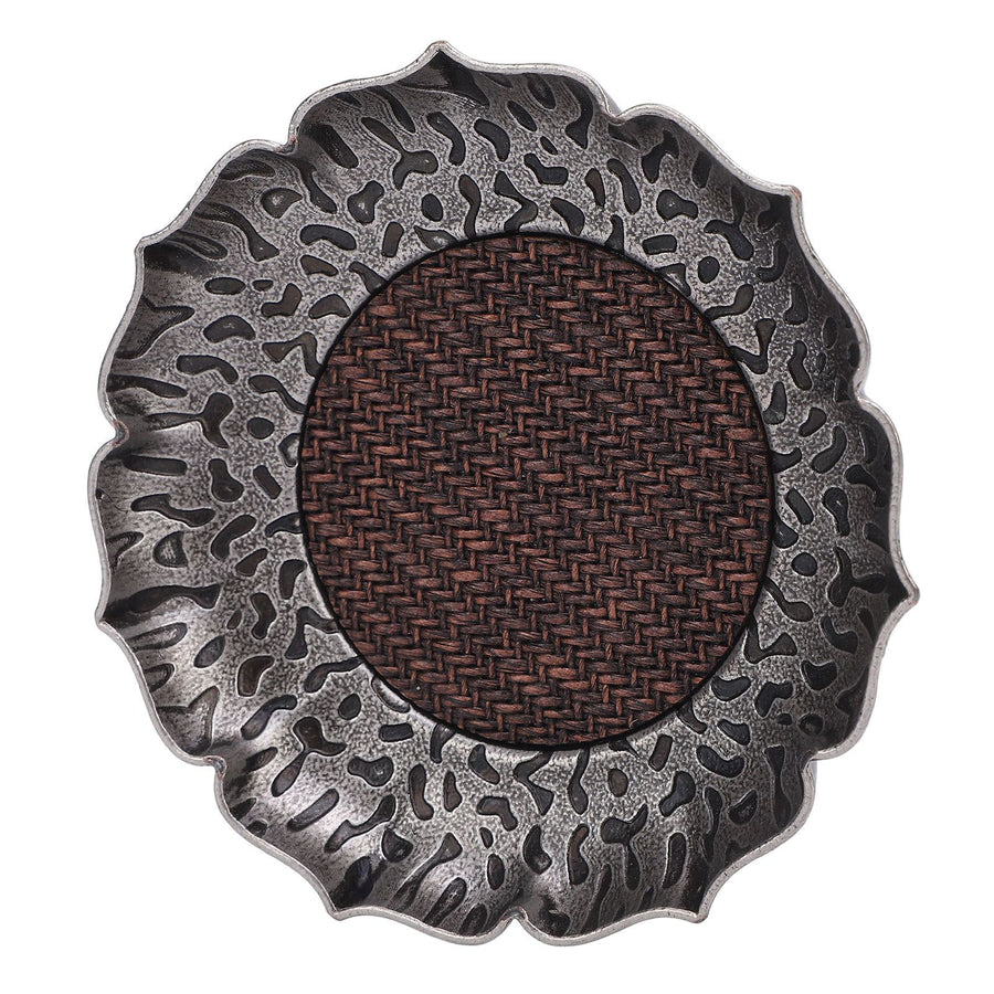 6pcs Coaster Zinc Alloy Hammered Vintage Heat Resistant Cup Mat for Family Gatherings Tea Ceremony Events