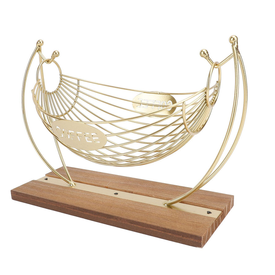 Coffee Pod Holder Iron Hammock Coffee Capsule Storage Basket Bar Countertop Organizer with Wood Base for Kitchen Office