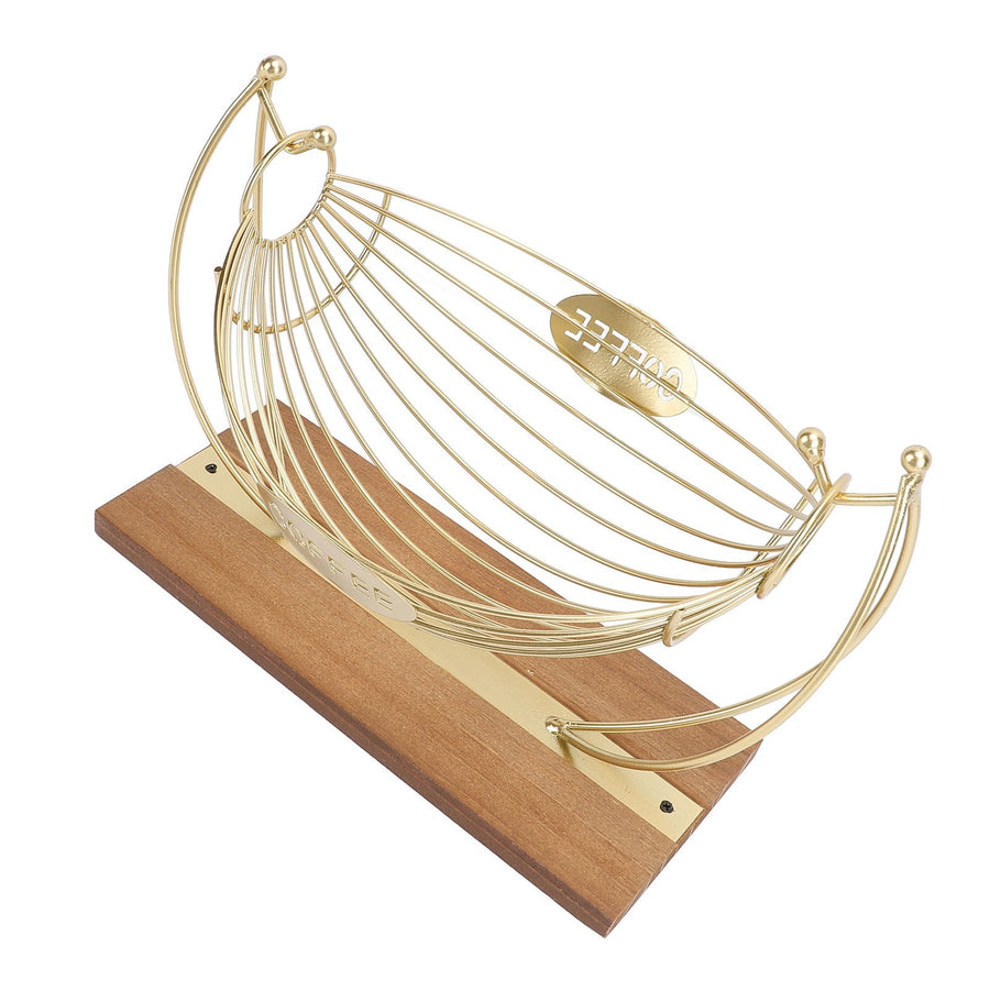 Coffee Pod Holder Iron Hammock Coffee Capsule Storage Basket Bar Countertop Organizer with Wood Base for Kitchen Office