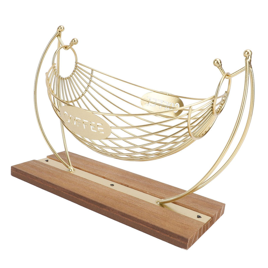 Coffee Pod Holder Iron Hammock Coffee Capsule Storage Basket Bar Countertop Organizer with Wood Base for Kitchen Office