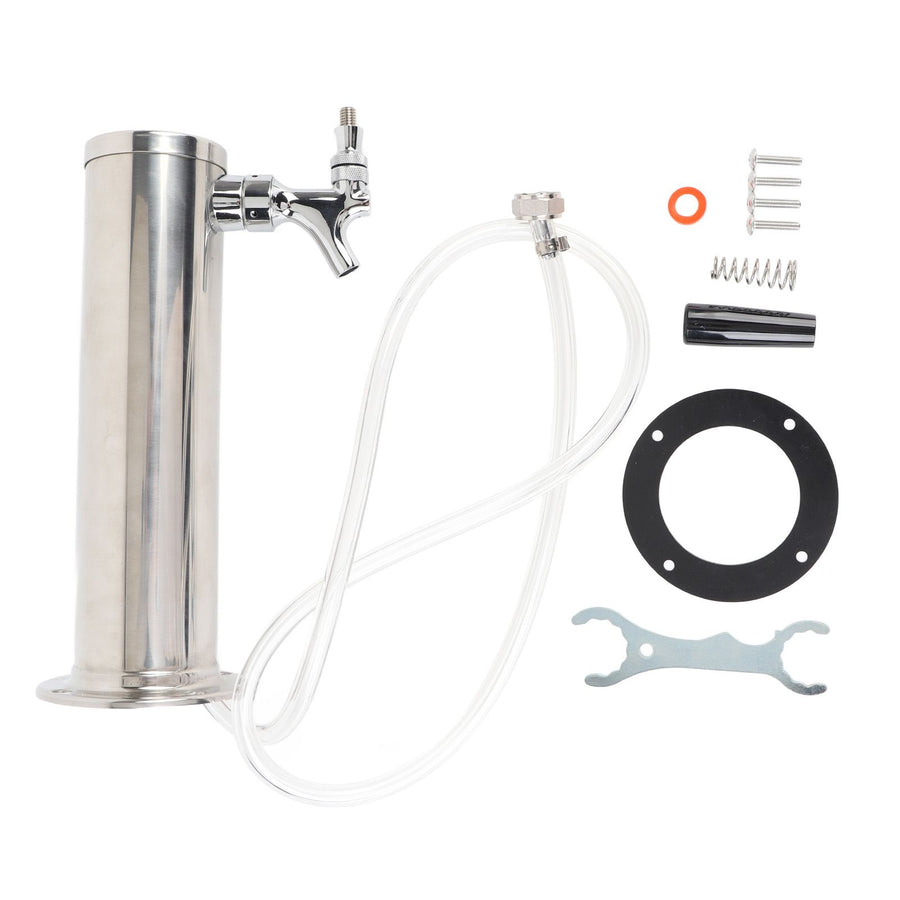 Single Tap Stainless Steel Draft Beer Tower 3 Inch Column Draft Beer Tower Dispenser Kit for Parties Pubs Restaurants Stainless Steel color