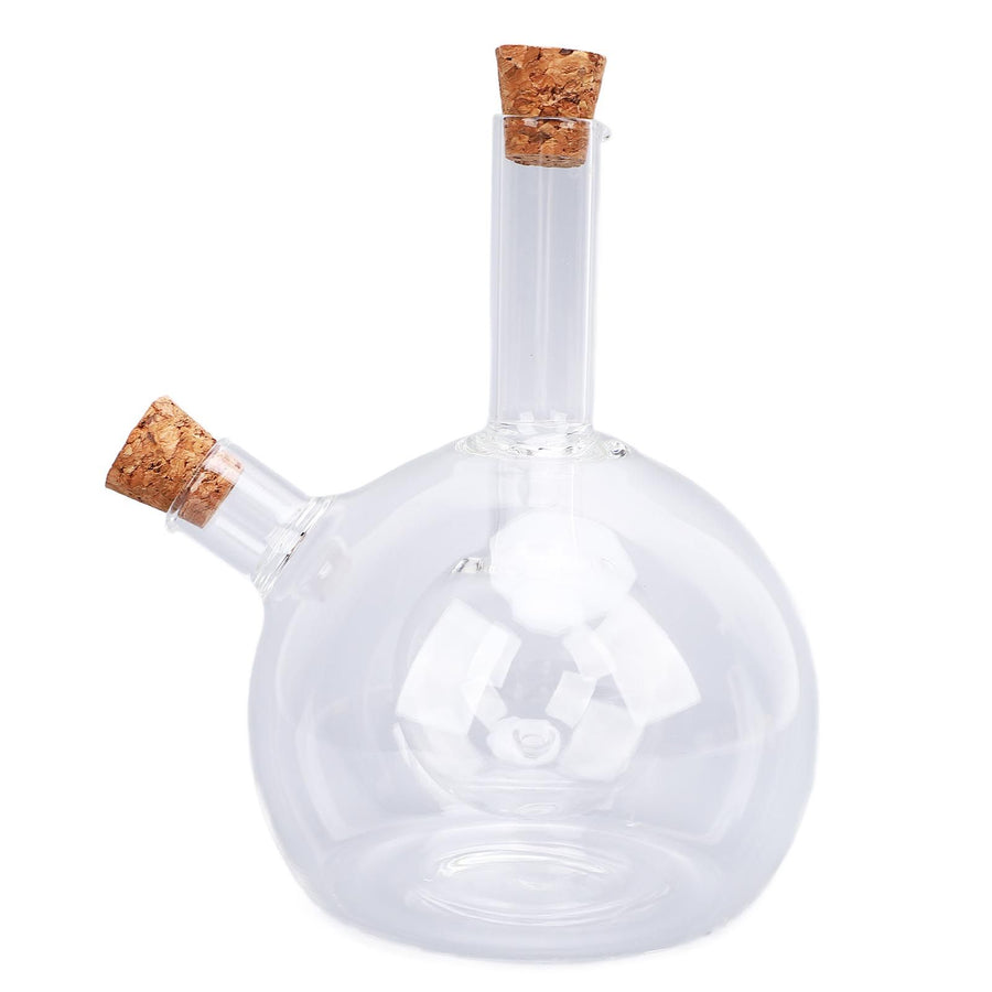 Olive Oil and Vinegar Dispenser 2 in 1 Glass Double Pourer Spout Oil and Vinegar Cruet Bottle Container for Kitchen Cooking Style 2