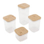 Food Storage Jars Plastic Airtight Containers with Bambusoideae Lids Kitchen Square Clear Canisters for Grain Nuts Tea 1Pc 2000ml 2Pc 1300ml 3Pc 600ml