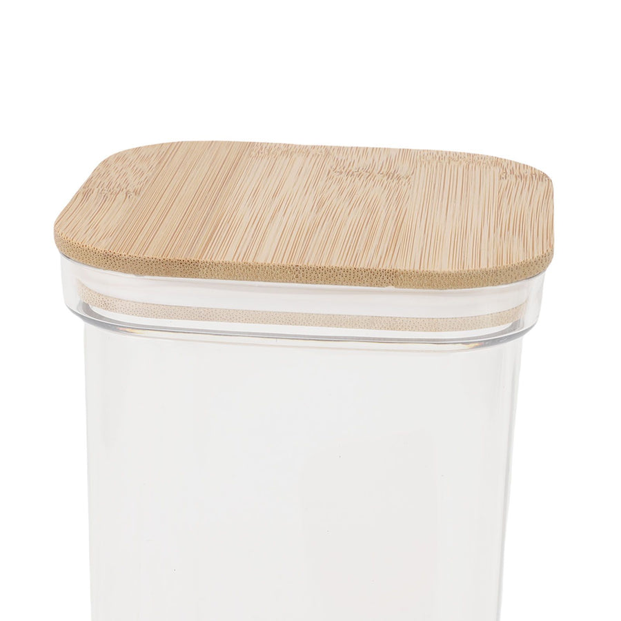Food Storage Jars Plastic Airtight Containers with Bambusoideae Lids Kitchen Square Clear Canisters for Grain Nuts Tea 1Pc 2000ml 2Pc 1300ml 3Pc 600ml