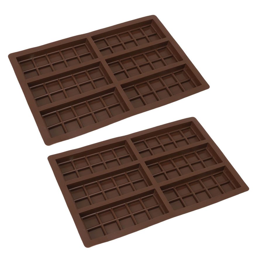 2PCS Chocolate Bar Mold Soft Silicone Reusable Rectangle Grid Chocolate Baking Mould for Home and Outdoor Use 6 Cavity Mold 17x26cm / 6.7x10.2in