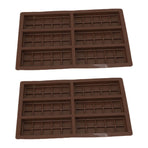 2PCS Chocolate Bar Mold Soft Silicone Reusable Rectangle Grid Chocolate Baking Mould for Home and Outdoor Use 6 Cavity Mold 17x26cm / 6.7x10.2in
