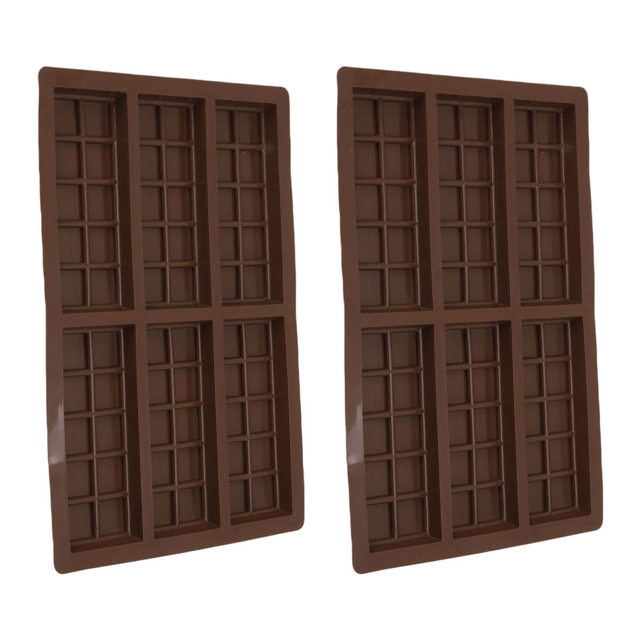 2PCS Chocolate Bar Mold Soft Silicone Reusable Rectangle Grid Chocolate Baking Mould for Home and Outdoor Use 6 Cavity Mold 17x26cm / 6.7x10.2in