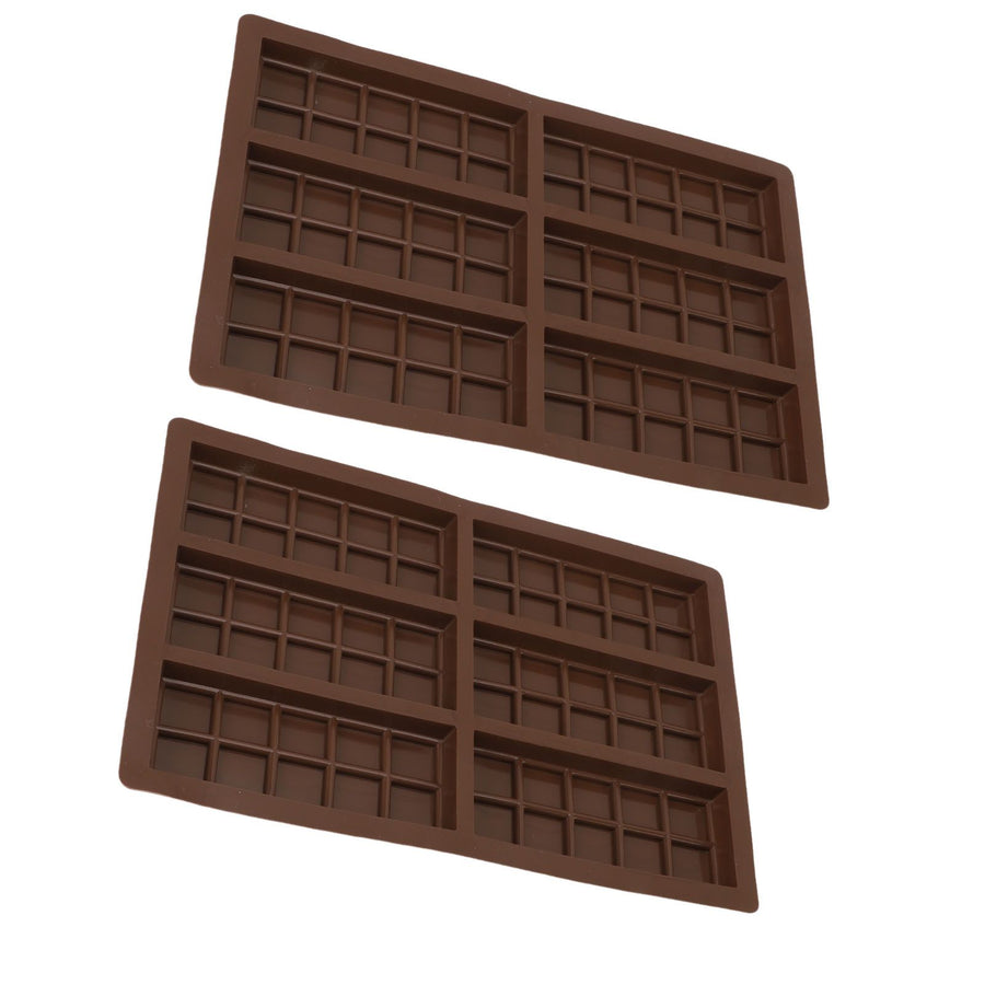 2PCS Chocolate Bar Mold Soft Silicone Reusable Rectangle Grid Chocolate Baking Mould for Home and Outdoor Use 6 Cavity Mold 17x26cm / 6.7x10.2in