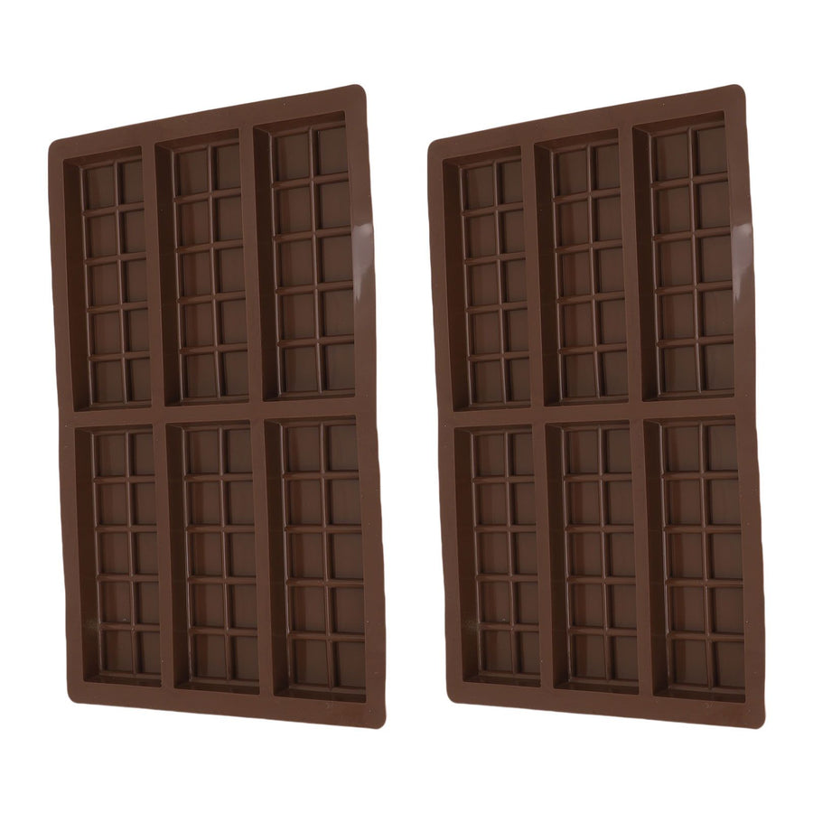 2PCS Chocolate Bar Mold Soft Silicone Reusable Rectangle Grid Chocolate Baking Mould for Home and Outdoor Use 6 Cavity Mold 17x26cm / 6.7x10.2in