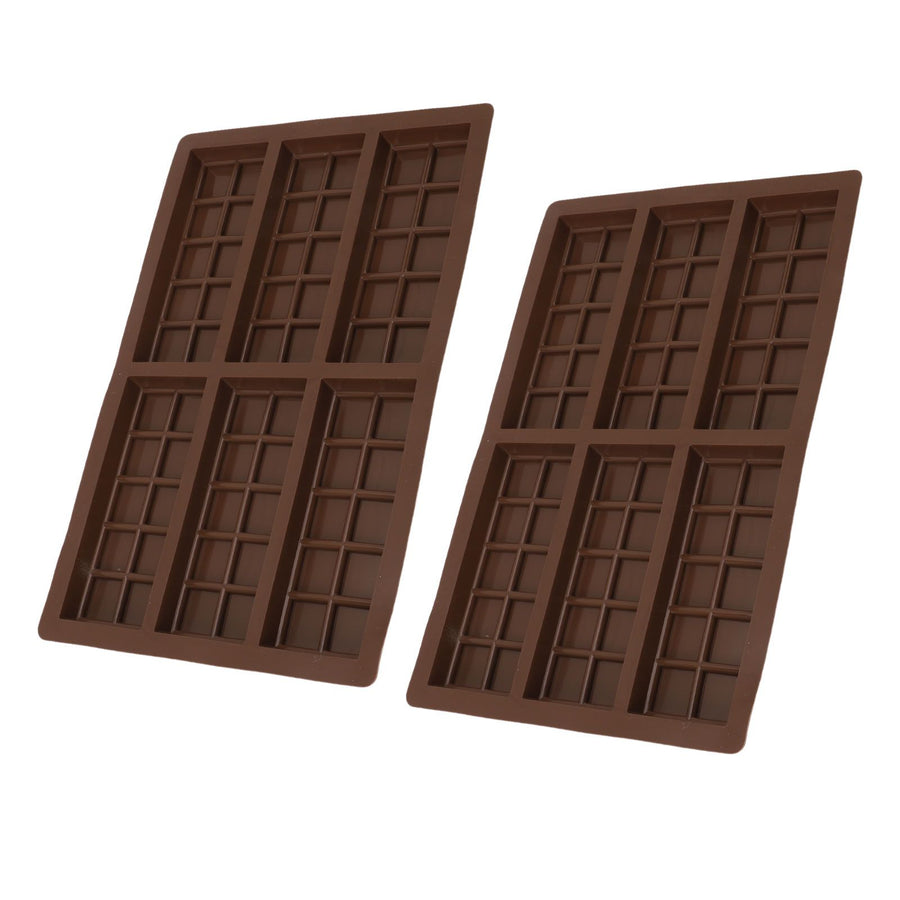 2PCS Chocolate Bar Mold Soft Silicone Reusable Rectangle Grid Chocolate Baking Mould for Home and Outdoor Use 6 Cavity Mold 17x26cm / 6.7x10.2in