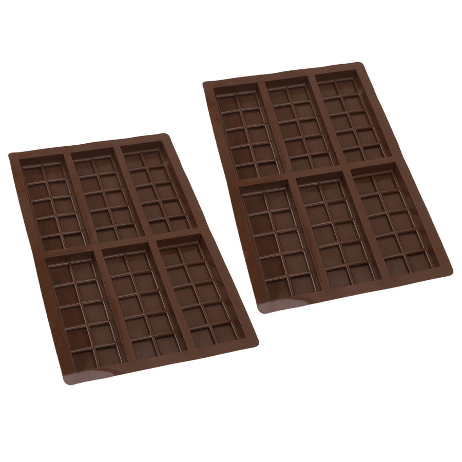 2PCS Chocolate Bar Mold Soft Silicone Reusable Rectangle Grid Chocolate Baking Mould for Home and Outdoor Use 6 Cavity Mold 17x26cm / 6.7x10.2in
