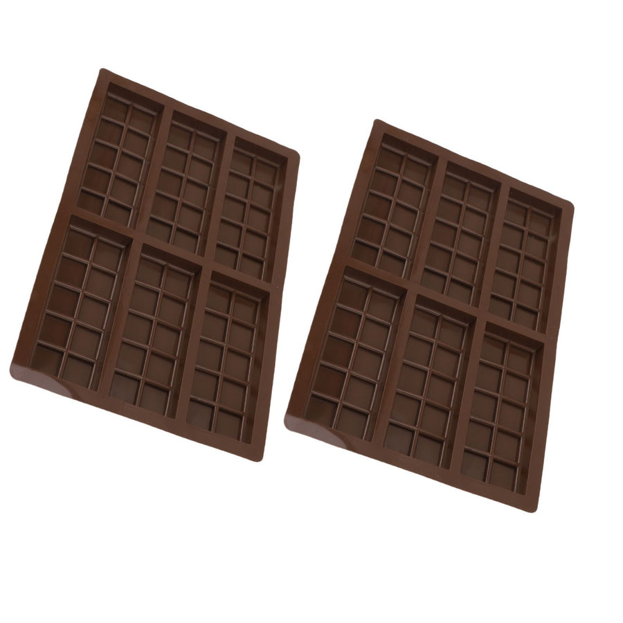 2PCS Chocolate Bar Mold Soft Silicone Reusable Rectangle Grid Chocolate Baking Mould for Home and Outdoor Use 6 Cavity Mold 17x26cm / 6.7x10.2in