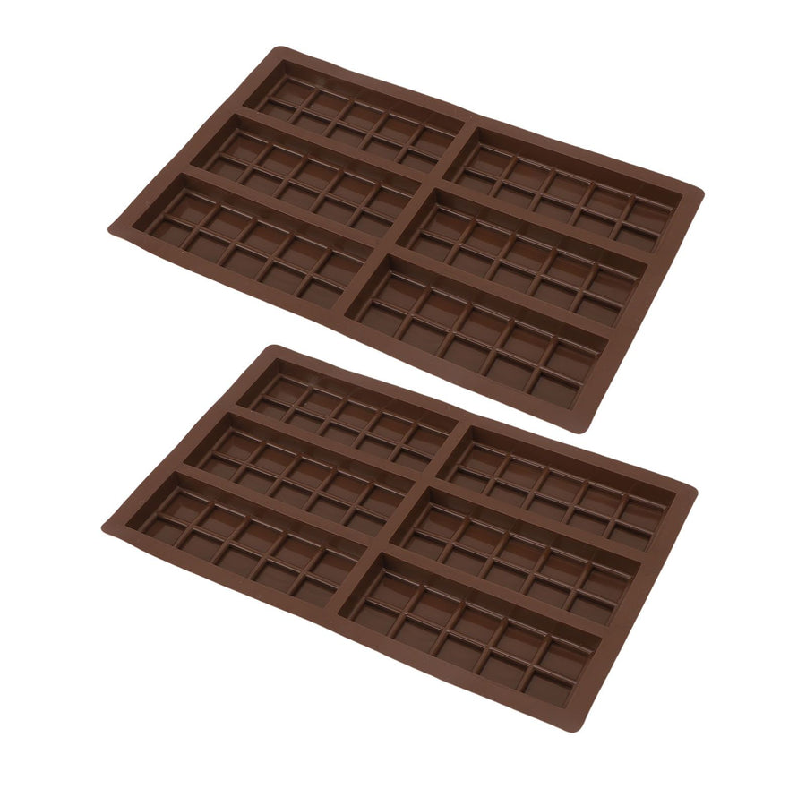 2PCS Chocolate Bar Mold Soft Silicone Reusable Rectangle Grid Chocolate Baking Mould for Home and Outdoor Use 6 Cavity Mold 17x26cm / 6.7x10.2in